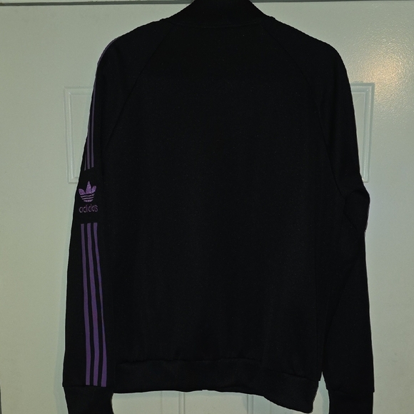 Adidas Women's Black Jacket with Purple Stripes - Picture 3 of 3